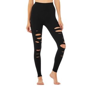 HIGH-WAIST RIPPED ALO YOGA WARRIOR LEGGING XS